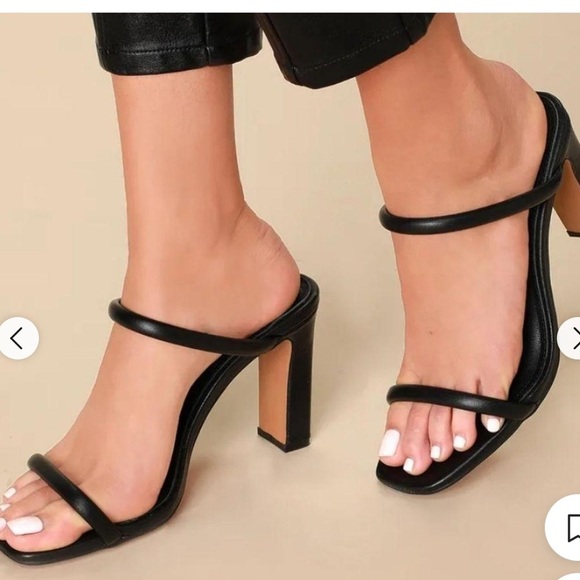 Steven New York Shoes - Steven New York Jacee Sandals Size 8.5 Black Block Heels Square Toe Slip On